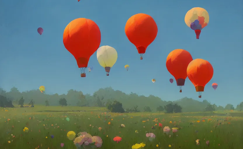 Image similar to flowers as hot air balloons by atey ghailan plein air