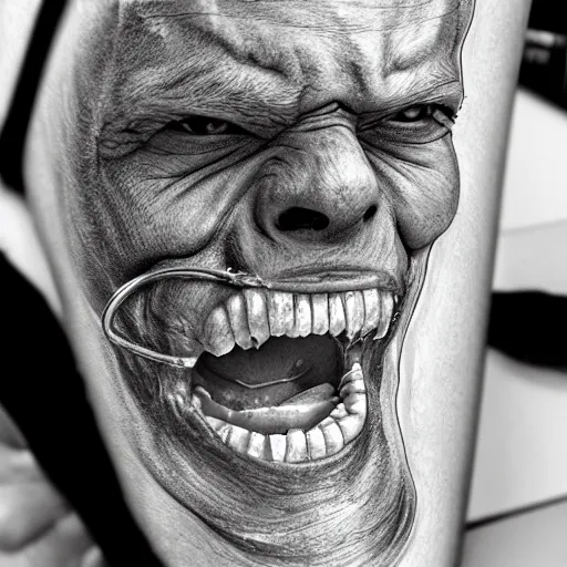Image similar to human mouth on an elbow, digital art, hyper detailed