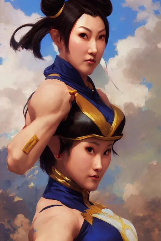 Prompt: portrait of Chun Li, Street fighter, highly detailed, digital art from artstation by Ruan Jia and Mandy Jurgens and Artgerm and william-adolphe bouguereau