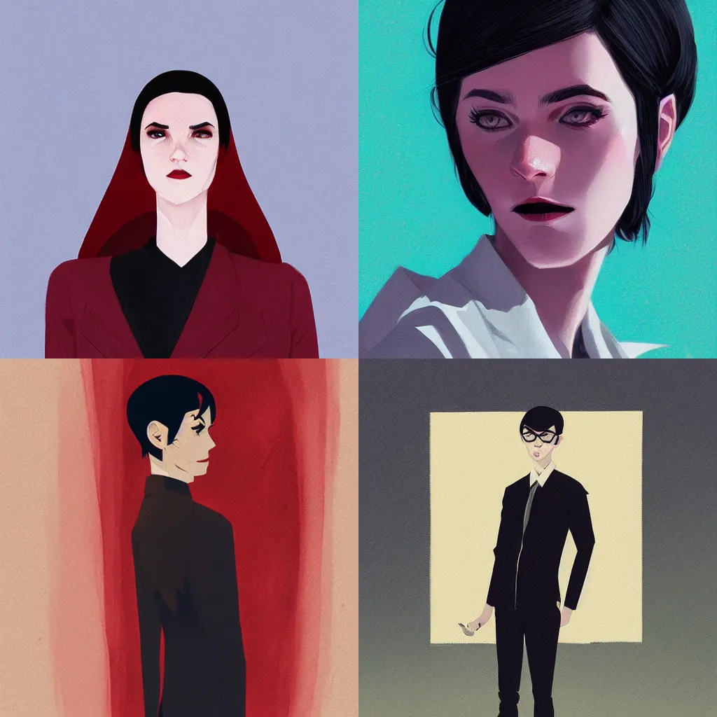 Prompt: mesmerizing portrait of a vampire in modern clothes by atey ghailan