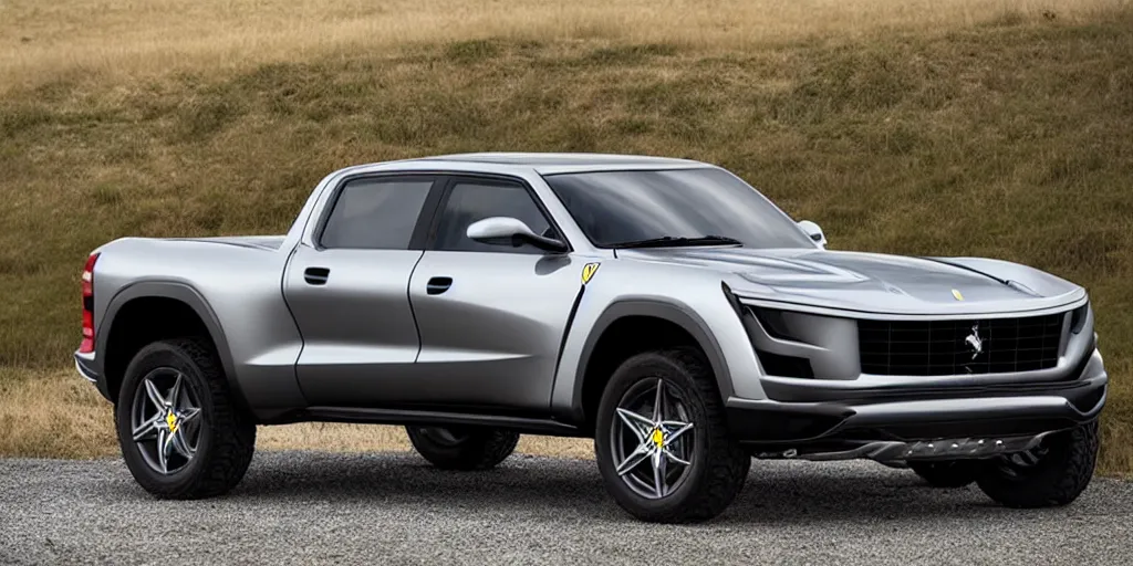 Image similar to “2022 Ferrari Pickup Truck, ultra realistic, 4K”