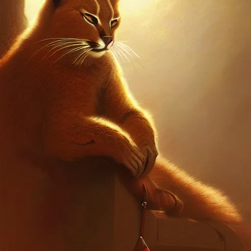 Prompt: sad caracal holding red pencils, atmospheric lighting, intricate, volumetric lighting, digital art, highly detailed by gaston bussiere, craig mullins, j. c. leyendecker 8 k