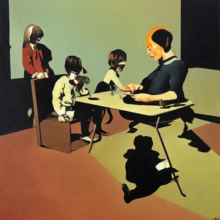 Image similar to child of the flat rocks under the table. painting by karel thole, frank sedlacek