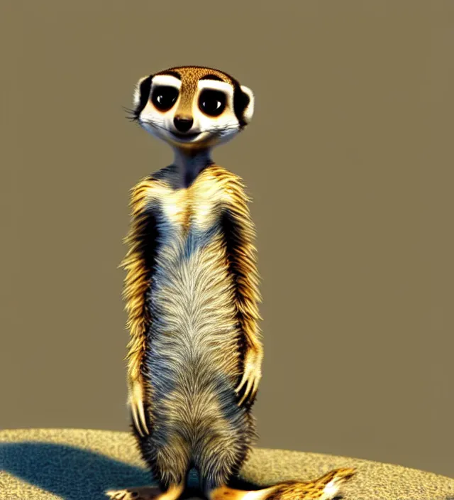 Image similar to a cute meerkat in the style of zootopia