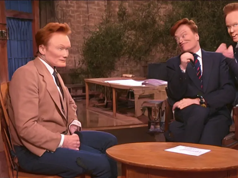 Prompt: Conan O’Brian interviewing George Washington; Late Night with Conan O'Brien