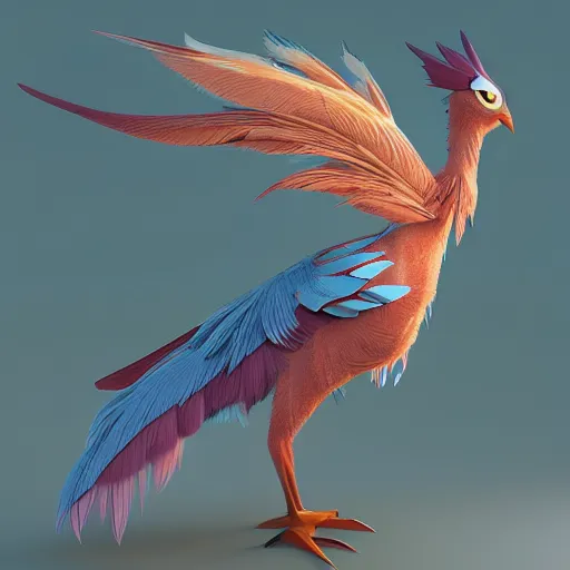 Prompt: feathery bird pokemon:: by beeple and James Gilleard and Justin Gerard :: ornate, dynamic, particulate, intricate, elegant, highly detailed, centered, artstation, smooth, sharp focus, photoreal octane render, 3d