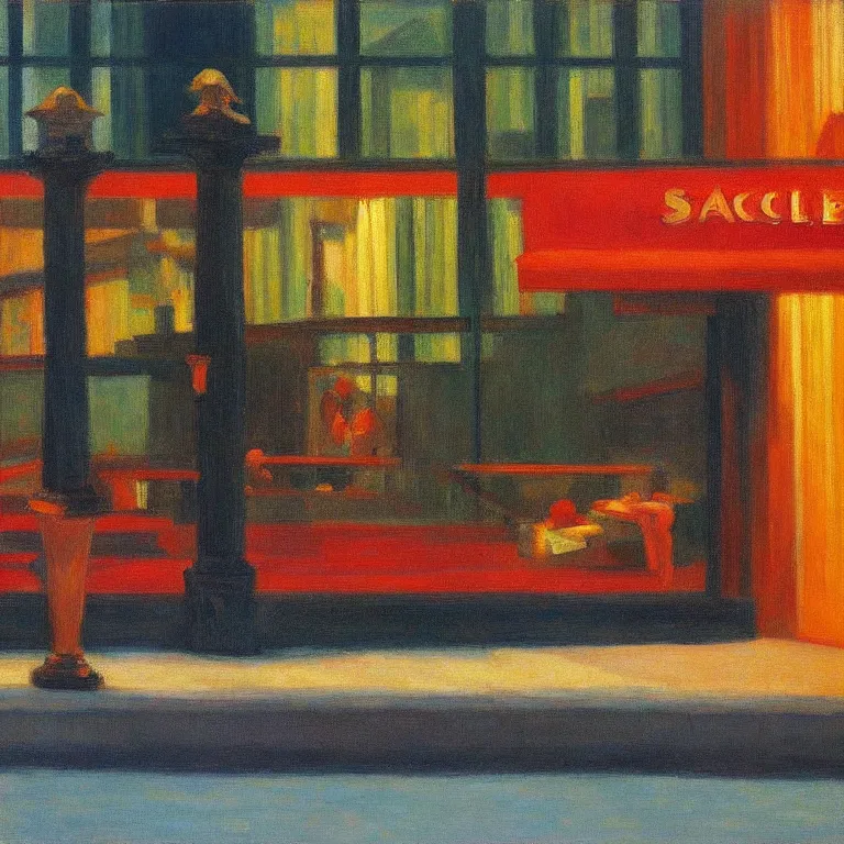 Image similar to stream of consciousness, painted by Edward Hopper, painted by Wayne Barlow