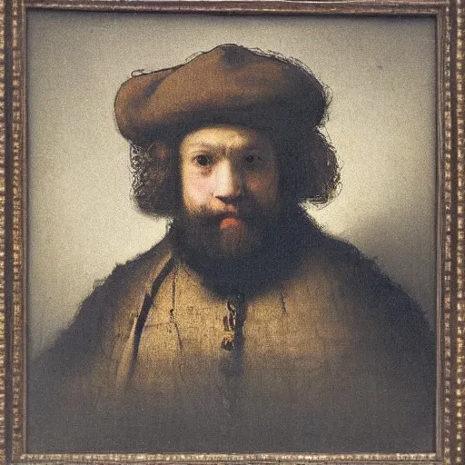 Prompt: a portrait of a hipster by rembrandt.