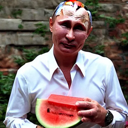 Prompt: vladimir putin eating watermelonn