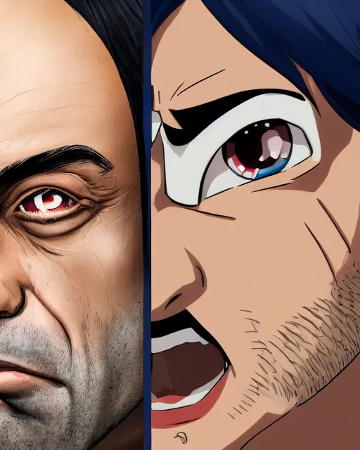 Prompt: a close - up portrait of joe rogan, anime style by studio gallop and toei, highly detailed, trending on artstationhq