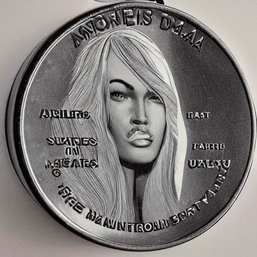 Prompt: us one dollar!!!! alternative with the face of megan fox