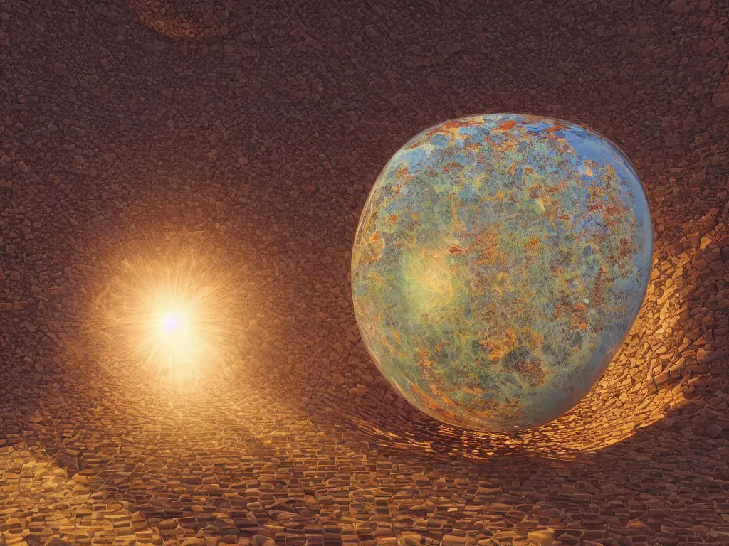 Image similar to 3 d render, sunlight study, the universe is a spheroid region 7 0 5 meters in diameter, art nouveau, by clara peeters and ( ( ( ( ( lisa frank ) ) ) ) ), 8 k, sharp focus, octane render