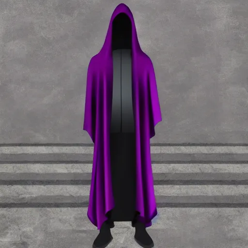 Image similar to grim reaper, purple cloak, full body