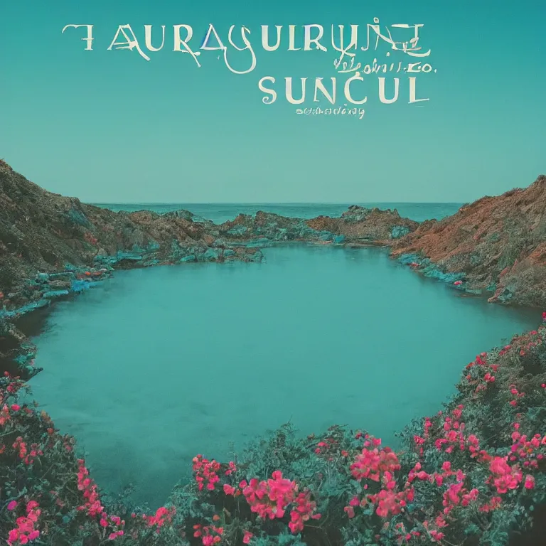 Image similar to turquoise sightseeing album cover, film, soft lighting gradient