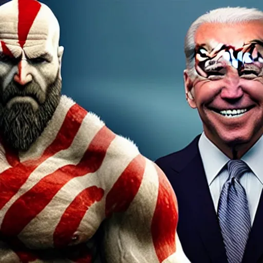 Prompt: Joe Biden as god of war