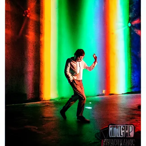 Image similar to a man dancing the night away, berlin techno club, lsd trip, portrait, 4 k photograph, 8 k photograph, professional photography, trippy art