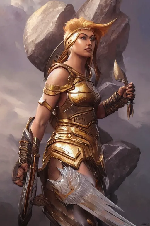 Image similar to amazon valkyrie athena, d & d, fantasy, portrait, highly detailed, headshot, digital painting, trending on artstation, concept art, sharp focus, illustration, art by artgerm and greg rutkowski and magali villeneuve