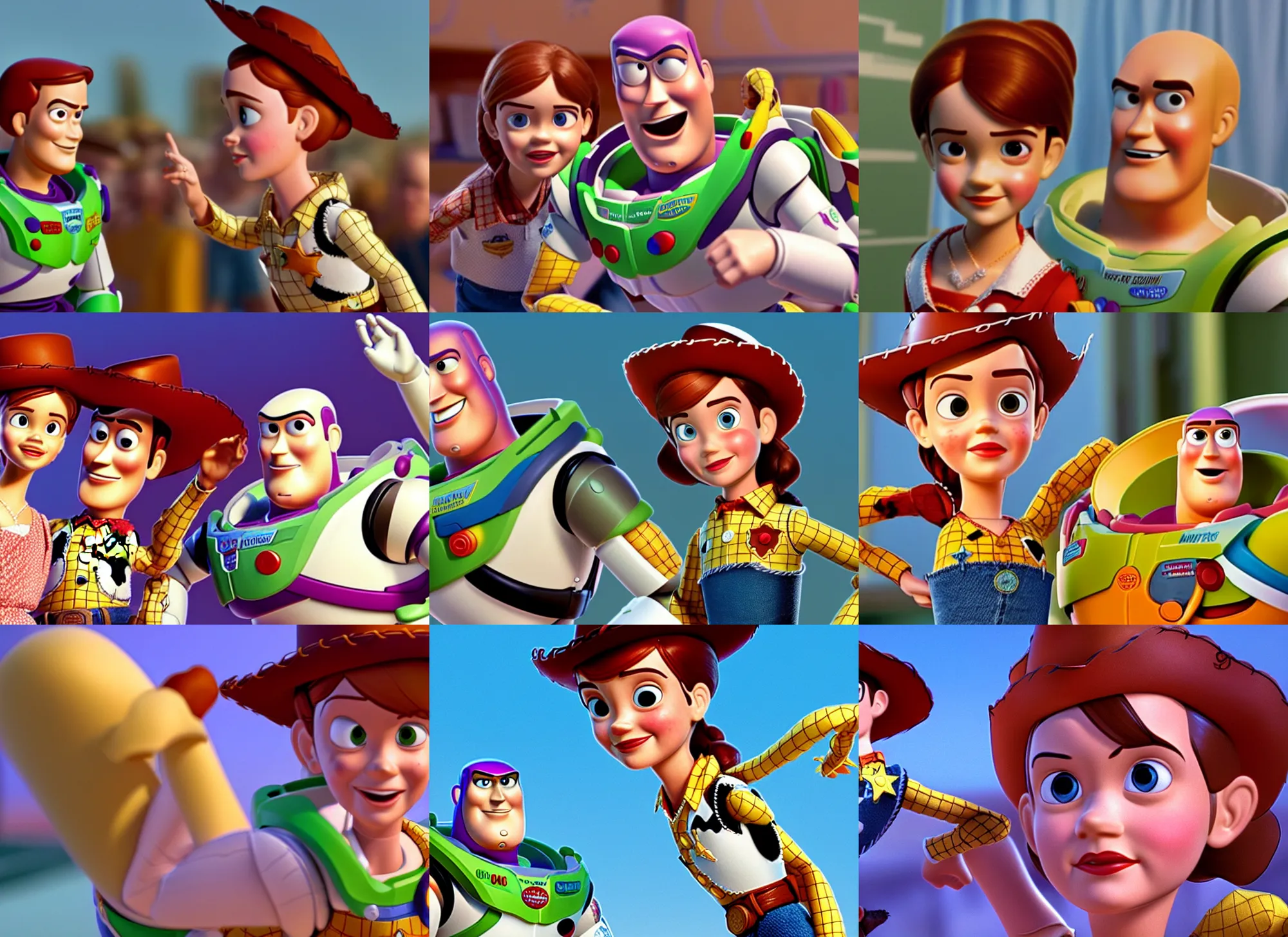 Prompt: medium shot of emma watson as a character in toy story ( 1 9 9 5 animated movie ), detailed face, movie still frame, promotional image