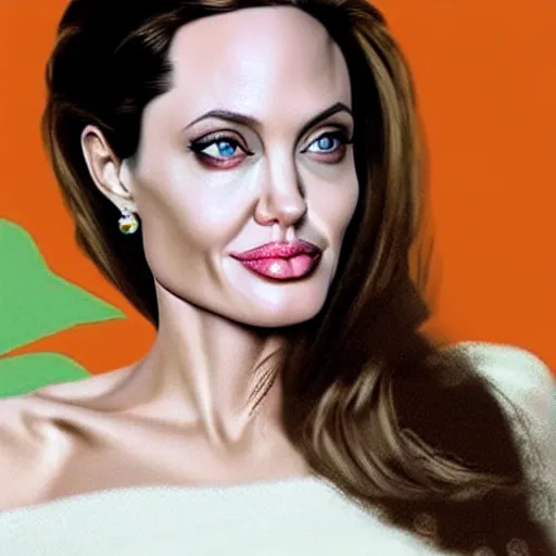 Image similar to angelina jolie face on an ( orange )