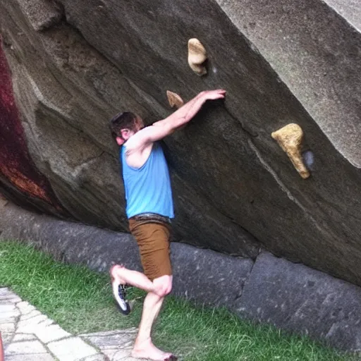 Prompt: “ jewish man doing v 4 bouldering ”