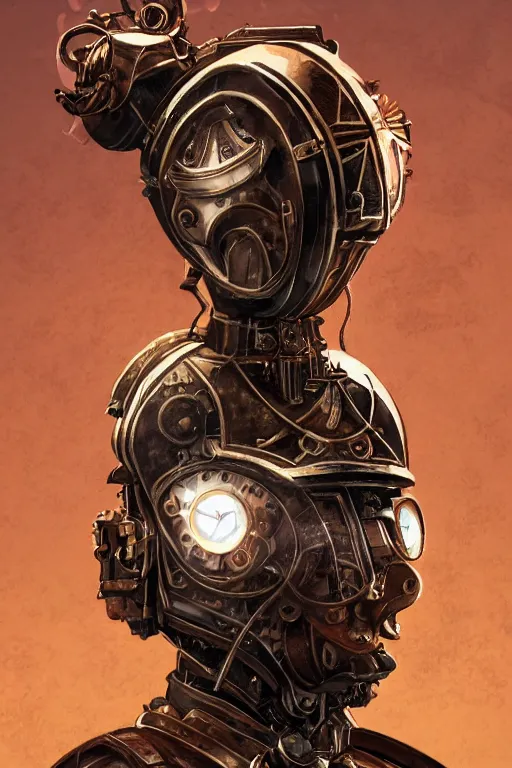 Image similar to steampunk helmet fantasy art mask robot ninja stylized digital illustration sharp focus, elegant intricate digital painting artstation concept art global illumination ray tracing advanced technology chaykin howard and campionpascale and cooke darwyn and davis jack