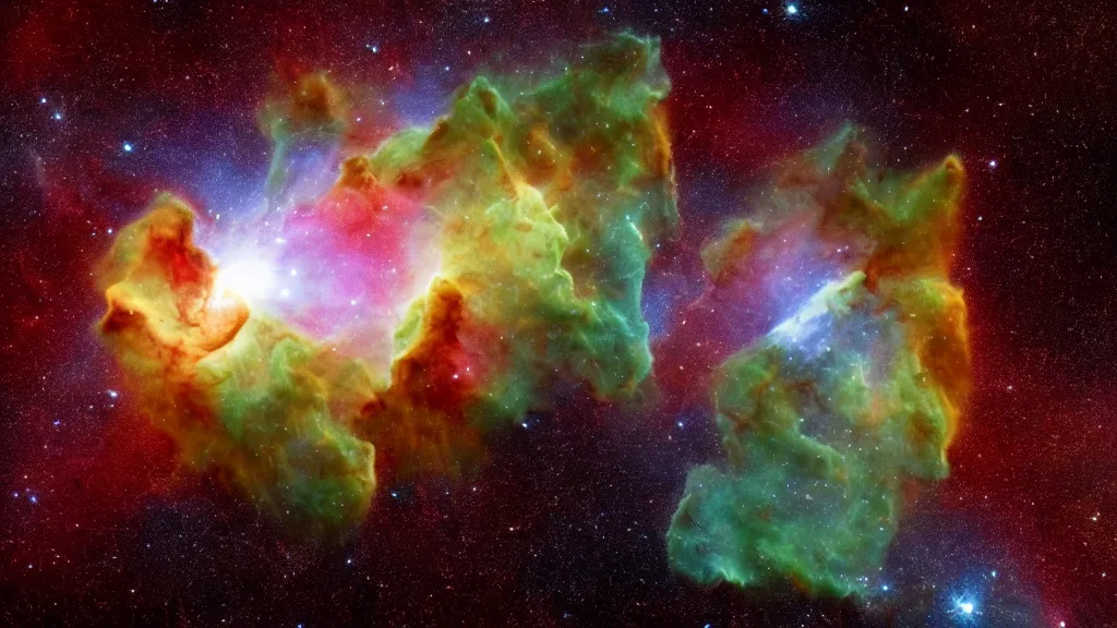 Image similar to ((((Hulk shape)))) made in the form of a (((nasa nebula photo))), James Webb telescope photo, photo