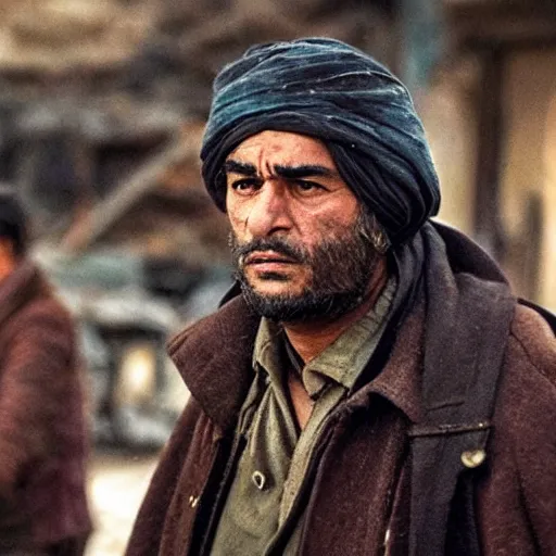 Image similar to kurdish communist in a movie directed by christopher nolan, movie still frame, promotional image, imax 7 0 mm footage