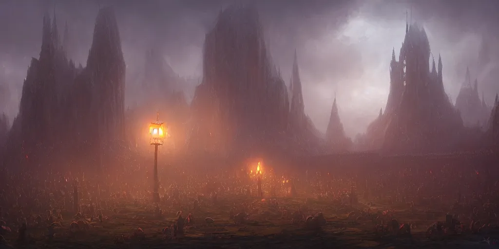 Prompt: a lonely funeral for a king, by Andreas Rocha + Ted Nasmith, dark, cinematic lighting, masterpiece, highly detailed, 8k resolution, trending on art station