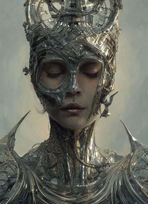 Image similar to metallic, physically accurate, moody dynamic lighting, very very intricate, very very elegant, highly detailed, digital painting, artstation, HR GIGER, Hieronymus Bosch, Francis Bacon, concept art, smooth, very beautiful, sharp focus, illustration, art by artgerm and greg rutkowski and alphonse mucha