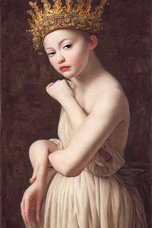 Prompt: beautiful garlic princess portrait, baroque painting, young, dainty, elegant