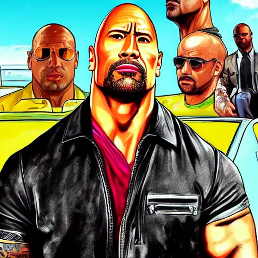 Image similar to dwayne johnson as gta art