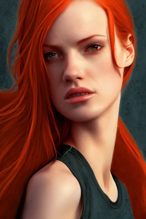 Prompt: epic professional digital portrait art of attractive thin redhead woman wearing airforce jumpsuit, 4 0 mm lens, facing front, by neal adams, artstation, cgsociety, wlop, epic, much wow, much detail, gorgeous, detailed, cinematic, masterpiece