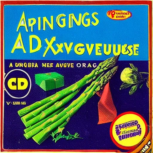 Image similar to vintage video game box cover art for “Bing Crosby’s Asparagus Adventure”