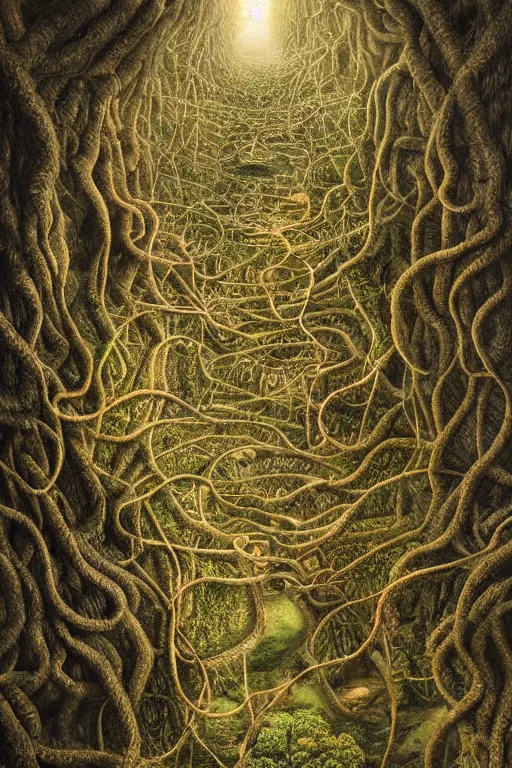 Image similar to intricate stunning highly detailed illustration of the inca lost city of gold, 🌱, by agostino arrivabene and vladimir kush, surreal, digital painting, ultra realistic, dramatic lighting, twisted vines, lush plants, pristine water, artstation