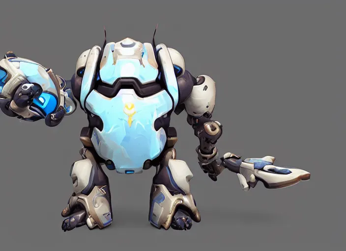 Prompt: A large crablike omnic made of Delftware, overwatch skin