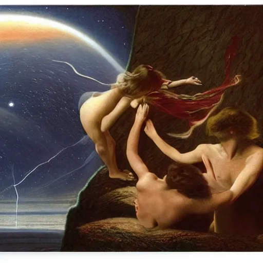 Image similar to a mind forever voyaging, fantasy, sea, cosmos, eternity, charles burton barber