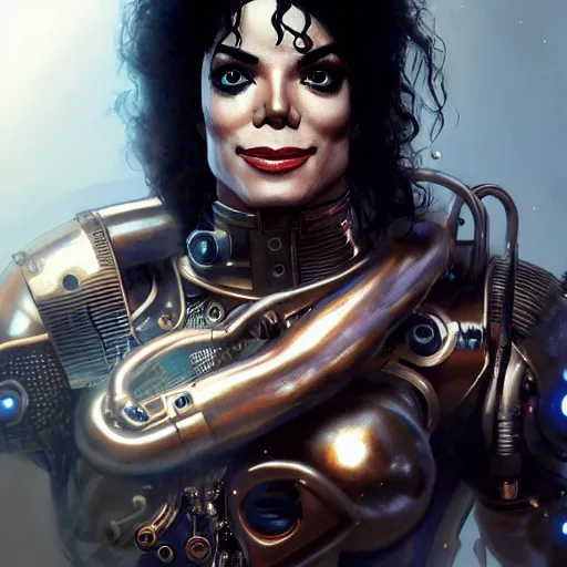 Image similar to cyborg michael jackson with a steampunk elepant, anatomy, bathed in light, highly detailed, photorealistic, artstation, smooth, sharp focus, illustration, unreal engine 5, 8 k, art by artgerm and greg rutkowski and edgar maxence