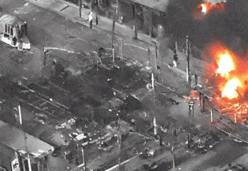 Image similar to cctv footage of a gas explosion