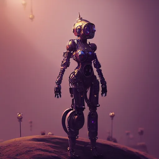 Image similar to dieselpunk robotic elvish empress, extremely detailed, hyperrealistic, intricate, soft light, fantasy, d & d, digital painting, art station, by wlop, octane render, unreal engine, 4 k