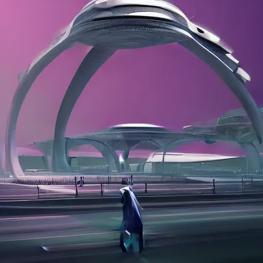 Prompt: futuristic sci-fi organic airport architecture motherboard cpu on the coronation of napoleon painting, on moon with medium size woman walking with black background. unreal engine 5, keyshot, octane, artstation trending, Zaha Hadid style architecture pinterest, Matrix film pinterest color, high contrast pinterest black plastic, dark atmosphere pinterest tilt shift.