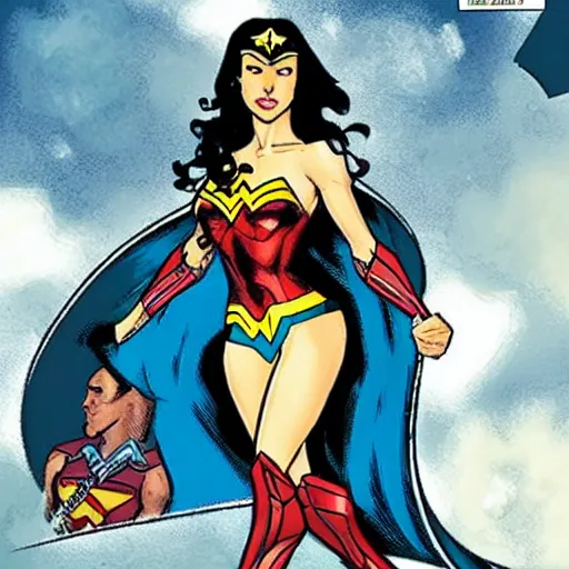 Prompt: Gal Gadot as wonder woman in a vertigo comic