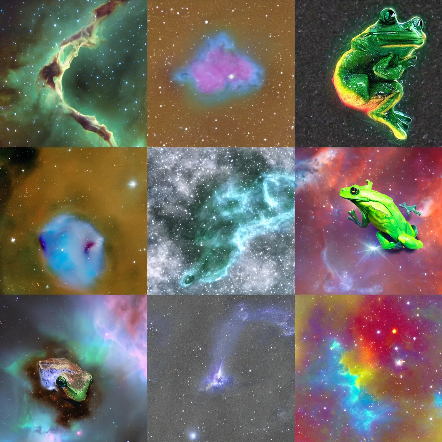 Prompt: nebula shaped like a frog