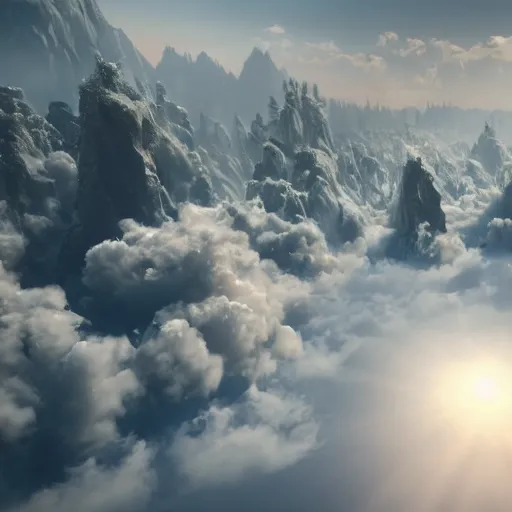 Image similar to heaven filled with angels, 4 k, cinematic, unreal engine 6,