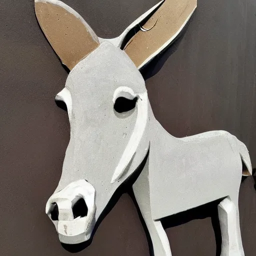 Image similar to donkey made of concrete painting