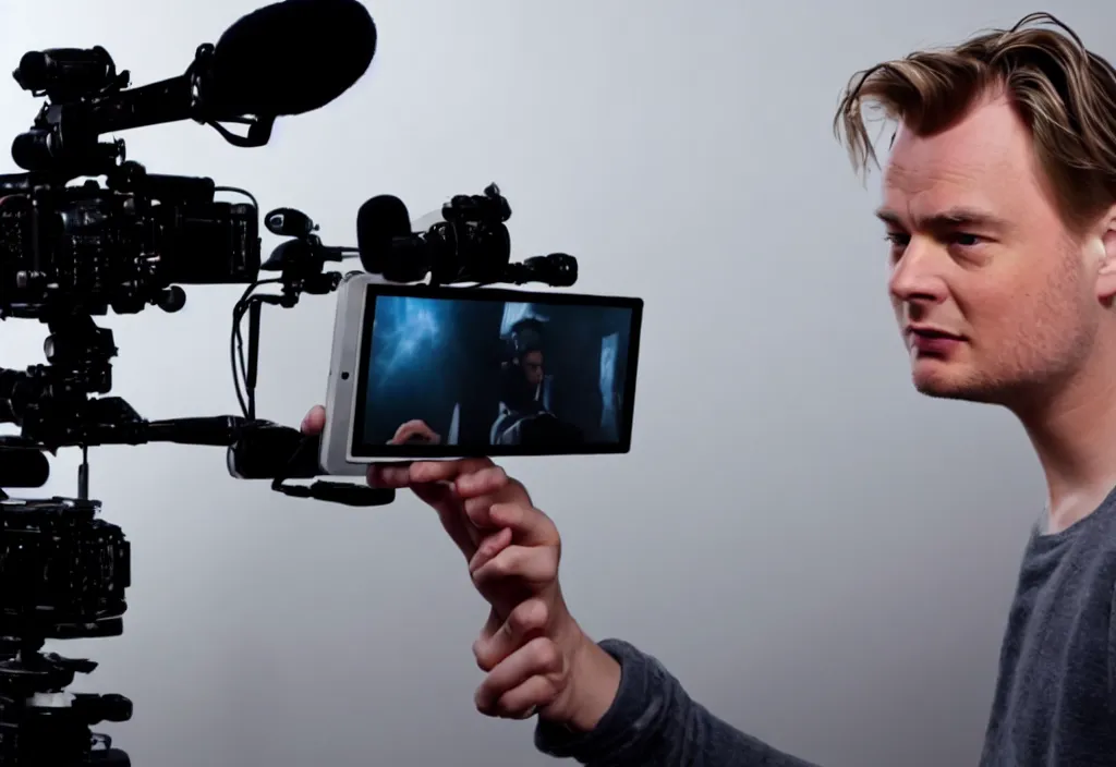 Prompt: a young man livestreaming his dreams to an online audience, cinematic, directed by christopher nolan, imax