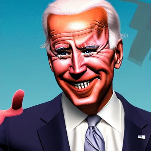 Prompt: caricature of Joe Biden wearing joker makeup saying Dark Brandon
