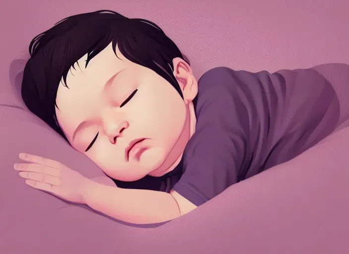 Image similar to a newborn baby sleeping in a crib. clean cel shaded vector art. shutterstock. behance hd by lois van baarle, artgerm, helen huang, by makoto shinkai and ilya kuvshinov, rossdraws, illustration, art by ilya kuvshinov