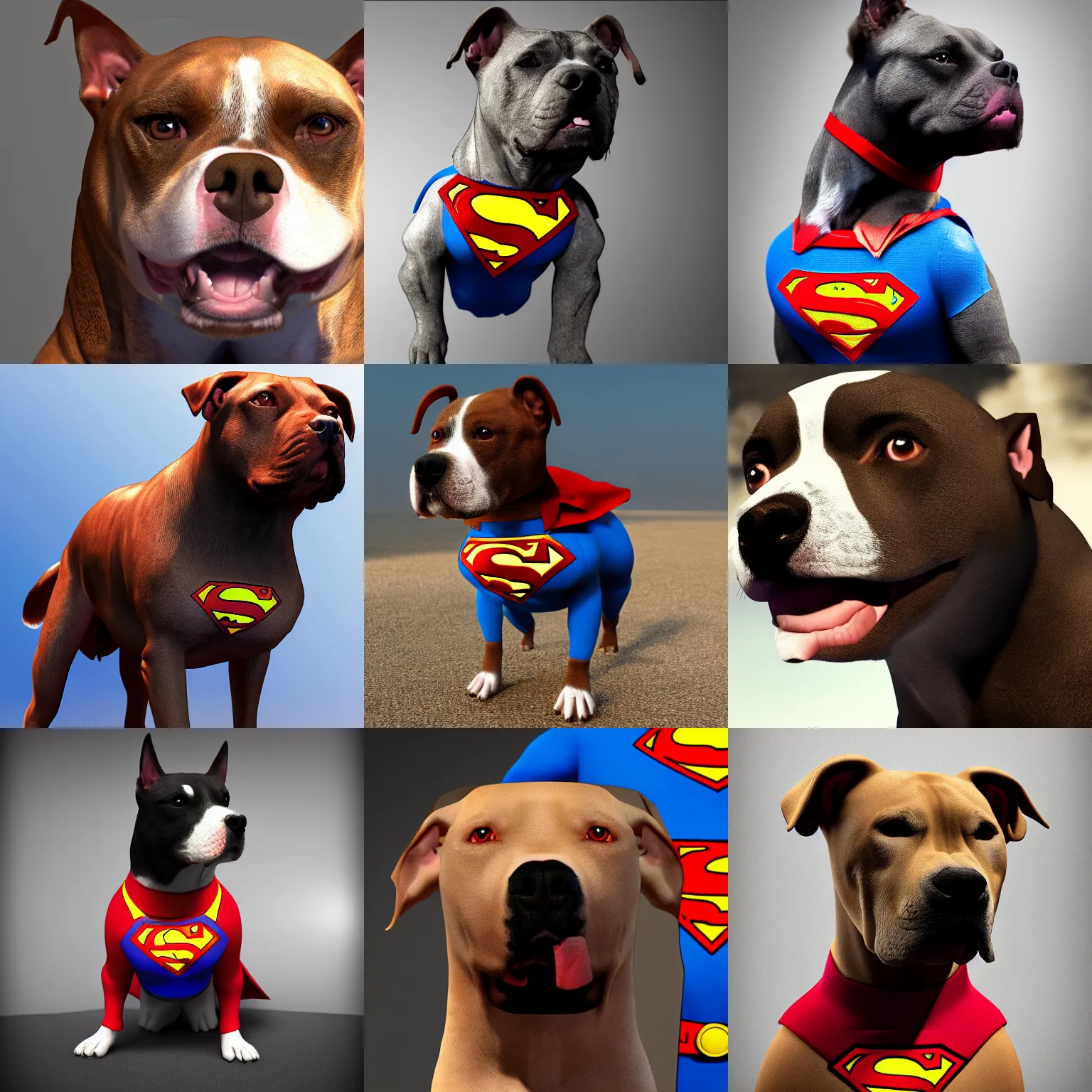 Prompt: pitbull dog wearing superman suit, hyperrealistic, 8 k resolution, artstation, well designed