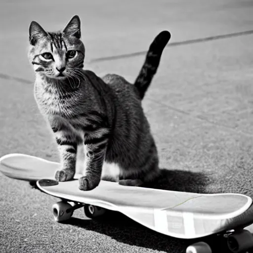 Prompt: cat riding a skateboard