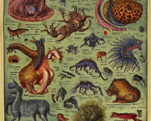 Image similar to bizarre bestiary of microcosmic creatures